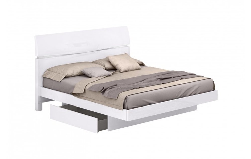 White Solid Wood King Bed Frame - SKU 343914 on a white background