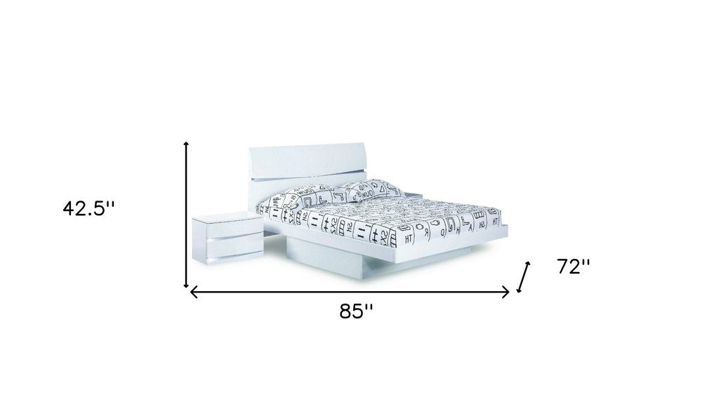 White Solid Wood King Bed Frame - SKU 343915 on a white background