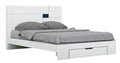 White Solid Wood Queen Bed Frame on a white background
