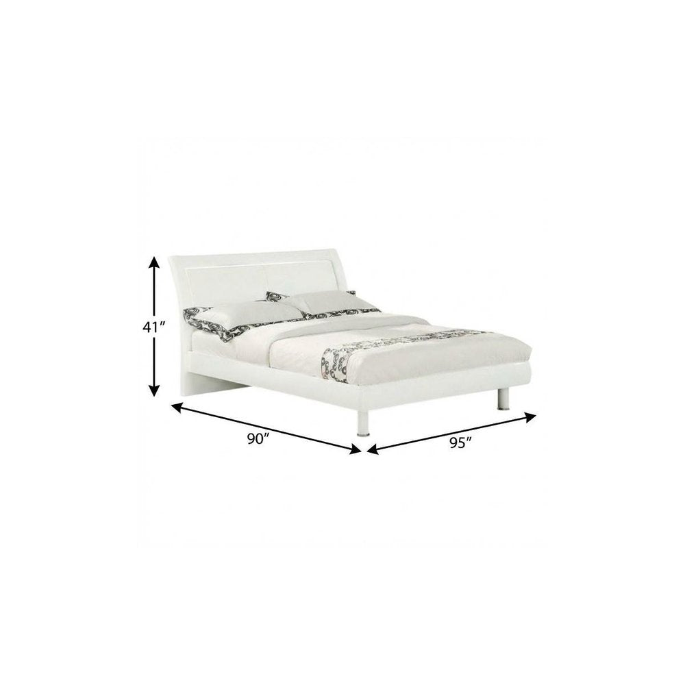 White Wood Lighted California King Bed Frame on a white background