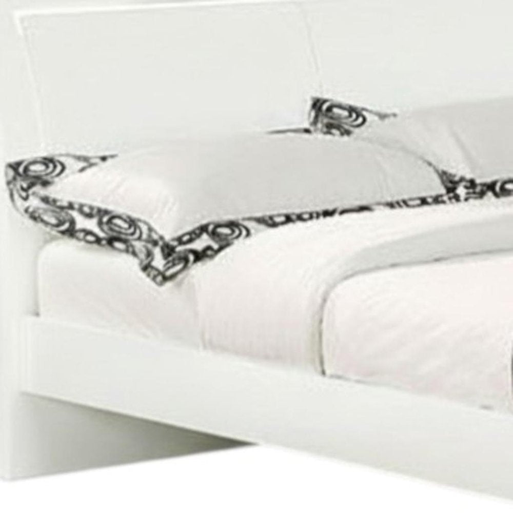 White Wood Lighted California King Bed Frame on a white background