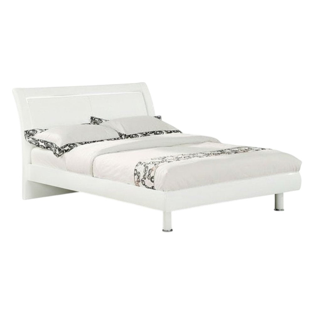 White Wood Lighted California King Bed Frame on a white background
