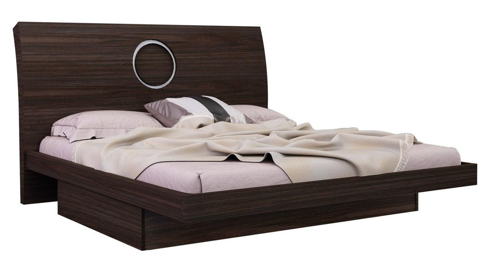 Four Piece Wood Brown Solid Wood Bedroom Set With Mirror - 40" H x 87" W x 84" D on a white background