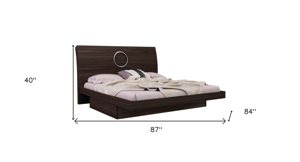 Four Piece Wood Brown Solid Wood Bedroom Set With Mirror - 40" H x 87" W x 84" D on a white background