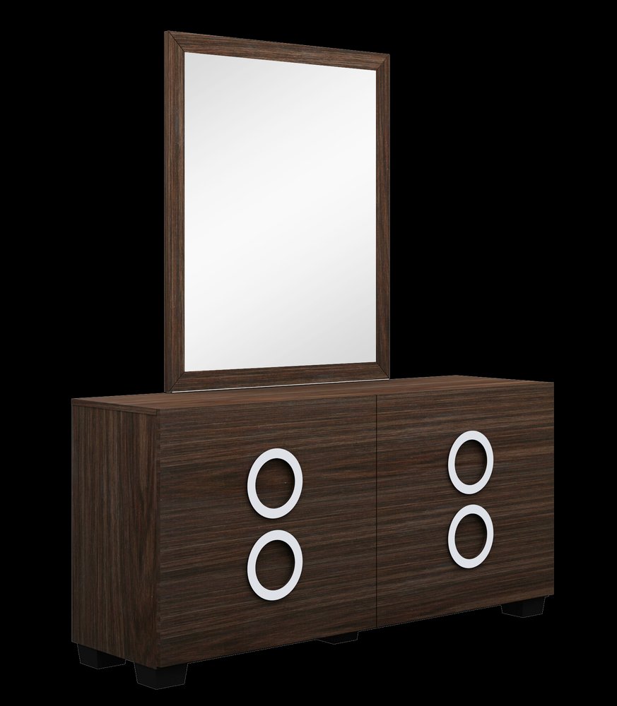 Four Piece Wood Brown Solid Wood Bedroom Set With Mirror - 40" H x 87" W x 84" D