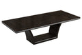98" Dark Brown Solid Wood Self-Storing Leaf Pedestal Base Dining Table on a white background