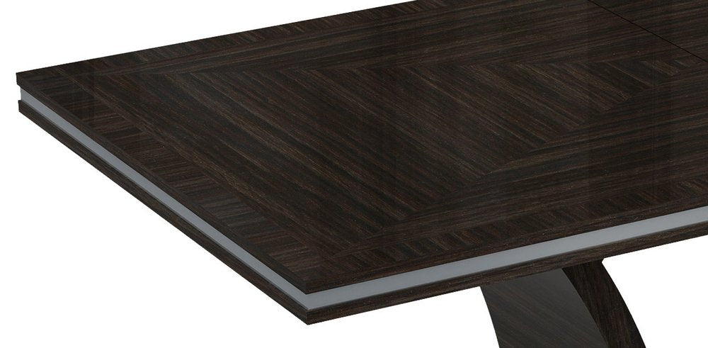 98" Dark Brown Solid Wood Self-Storing Leaf Pedestal Base Dining Table on a white background