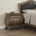 34" Champagne Novelty Three Drawers Solid Wood Nightstand