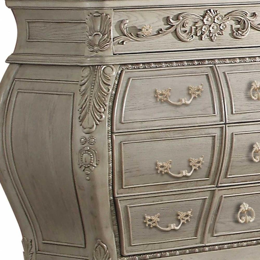 73" Off White Solid Wood Nine Drawer Double Dresser
