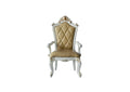 Set of Two 27" Brown and White Faux Leather Tufted Side Chair on a white background