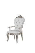 Set of Two 25" Silver and Pearl Fabric Tufted Side Chair on a white background