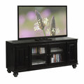 58" Black Wood Enclosed Storage TV Stand