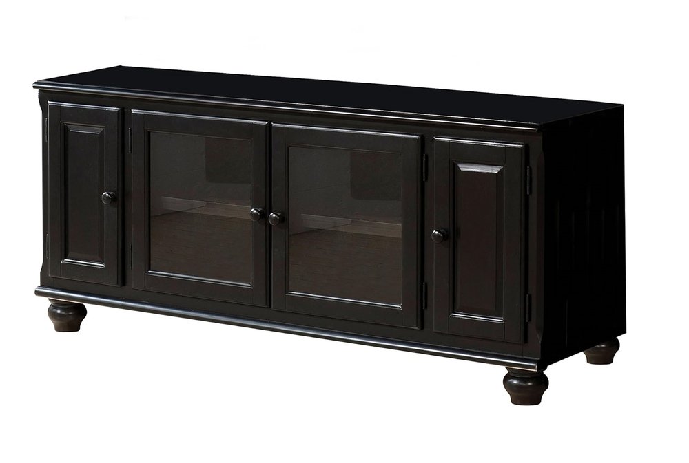 58" Black Wood Enclosed Storage TV Stand