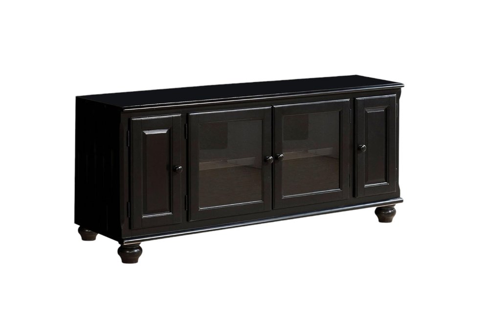 58" Black Wood Enclosed Storage TV Stand