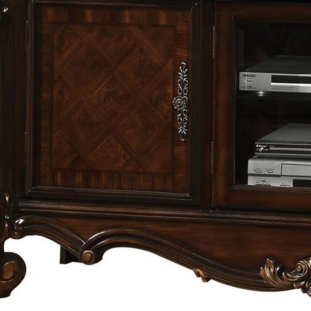 74" Dark Brown Solid Wood Enclosed Storage