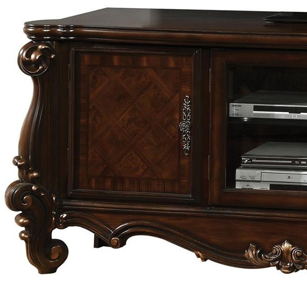 74" Dark Brown Solid Wood Enclosed Storage