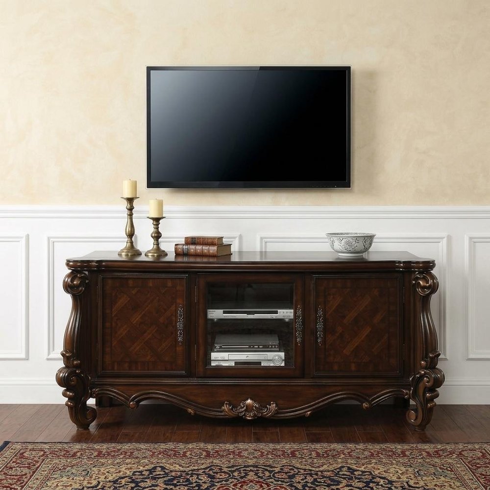 74" Dark Brown Solid Wood Enclosed Storage