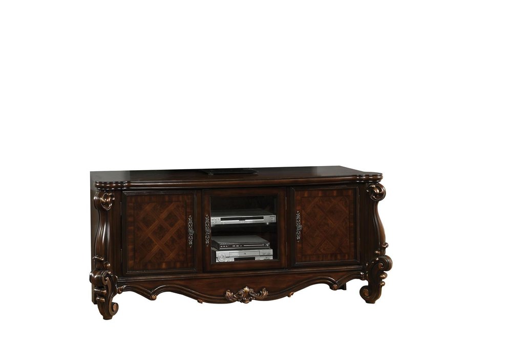 74" Dark Brown Solid Wood Enclosed Storage