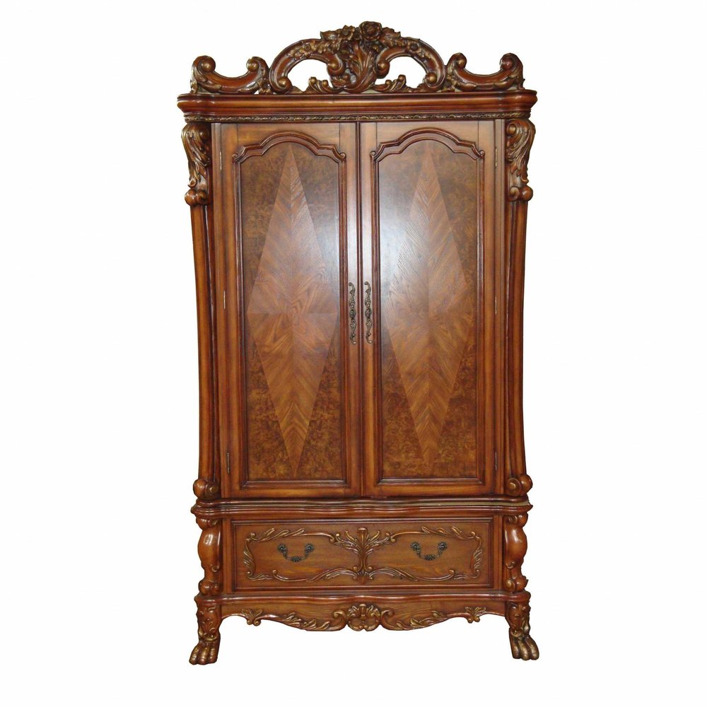 82" Brown Wood Accent Cabinet With Two Doors on a white background