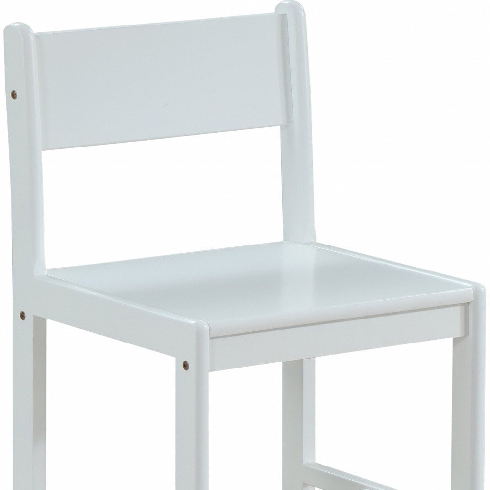 White Wood Stationary Desk Chair on a white background