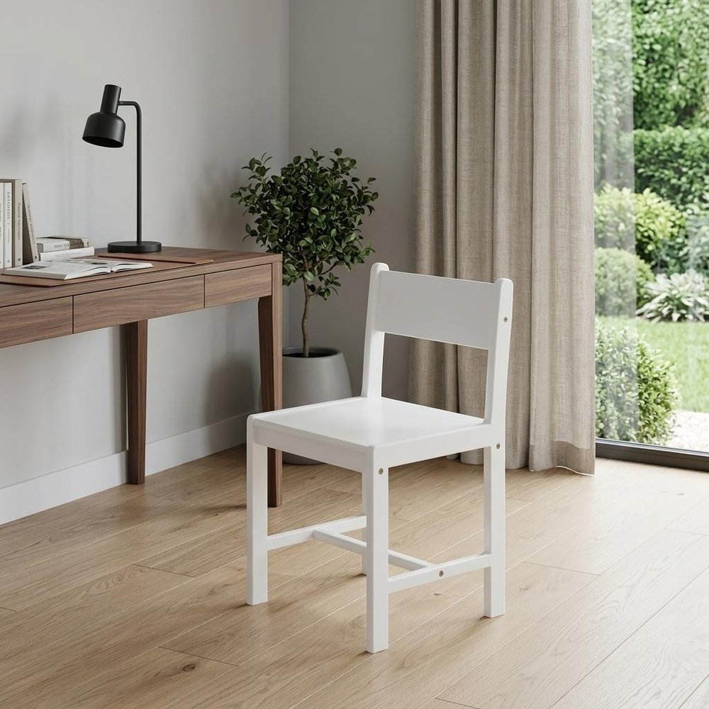 White Wood Stationary Desk Chair