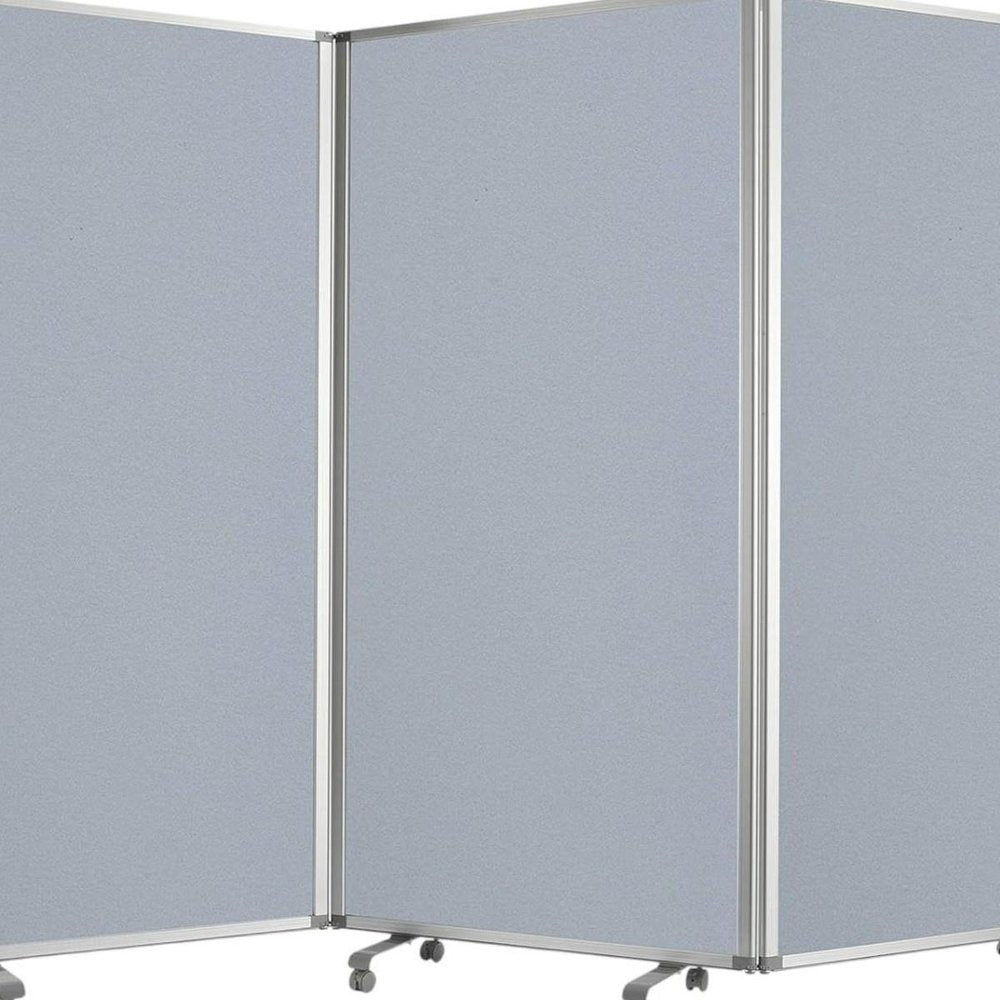 71" Gray Iron Folding Three Panel Screen Room Divider close-up detail