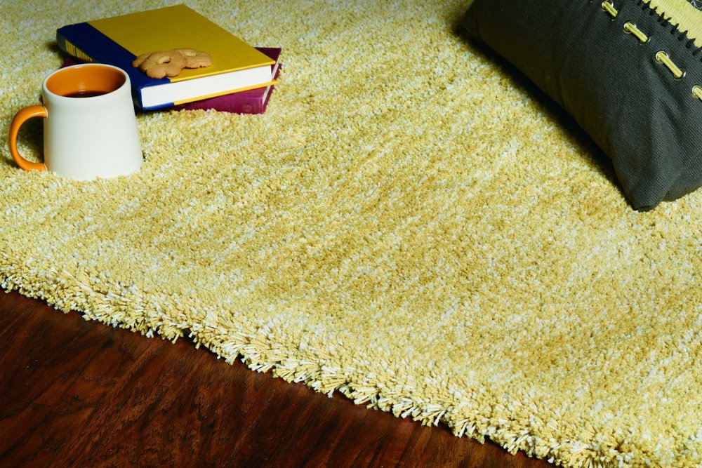 9' X 13' Yellow Shag Hand Woven Area Rug