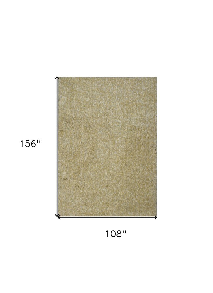 9' X 13' Yellow Shag Hand Woven Area Rug on a white background