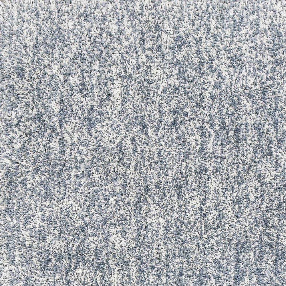 9' X 13' Slate Blue And Ivory Abstract Hand Woven Area Rug on a white background