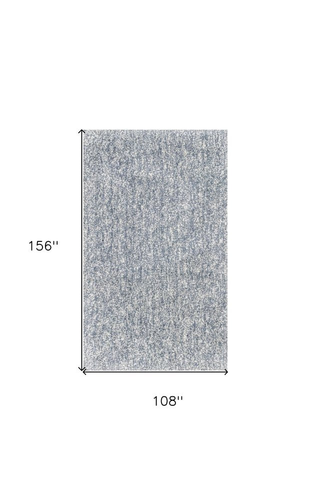 9' X 13' Slate Blue And Ivory Abstract Hand Woven Area Rug on a white background