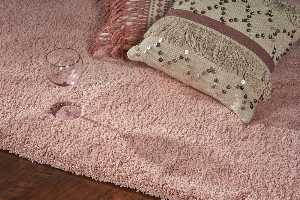 9' X 13' Pink Shag Hand Woven Area Rug
