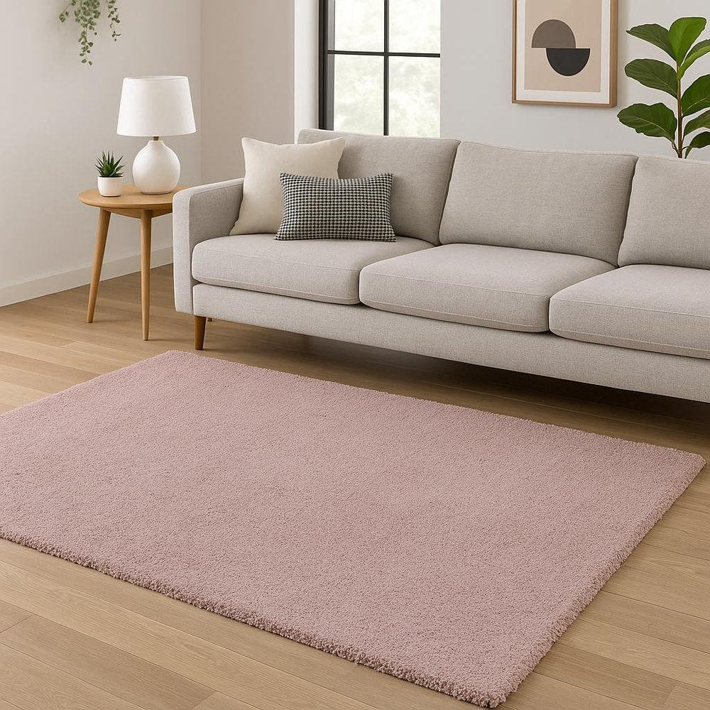 9' X 13' Pink Shag Hand Woven Area Rug
