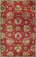 9' X 13' Red Ivory And Brown Wool Floral Hand Tufted Area Rug