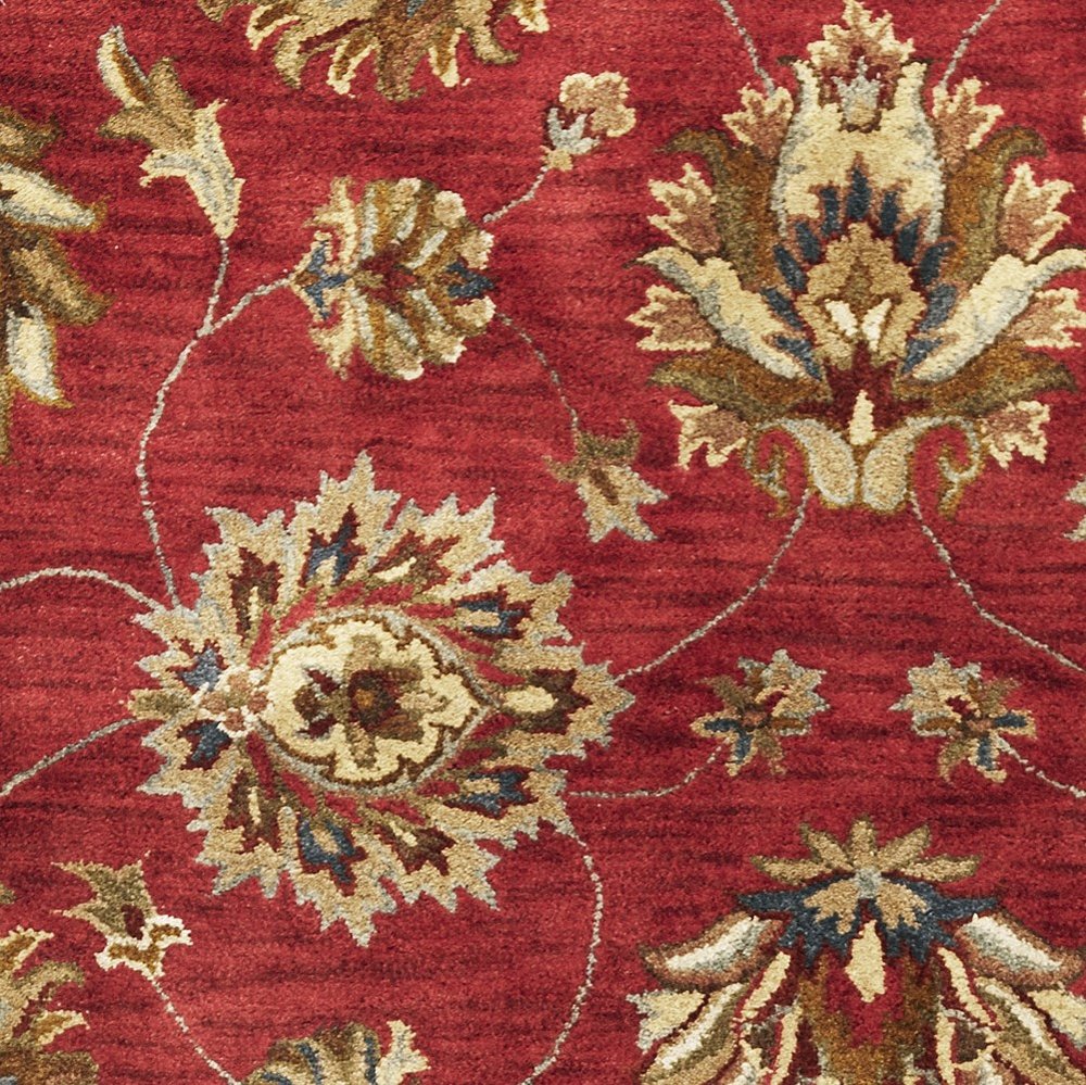 9' X 13' Red Ivory And Brown Wool Floral Hand Tufted Area Rug