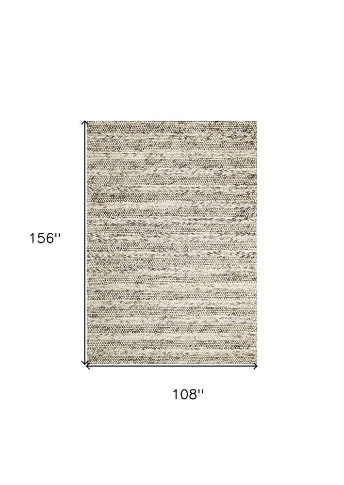 9' X 13' Wool Striped Hand Woven Area Rug on a white background