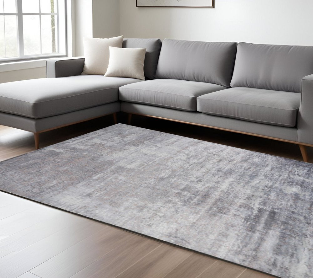 9' X 13' Slate Gray And Dark Gray Abstract Hand Loomed Area Rug close-up detail