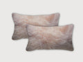 Set Of Two Blush Genuine Sheepskin Lumbar Accent Pillows on a white background