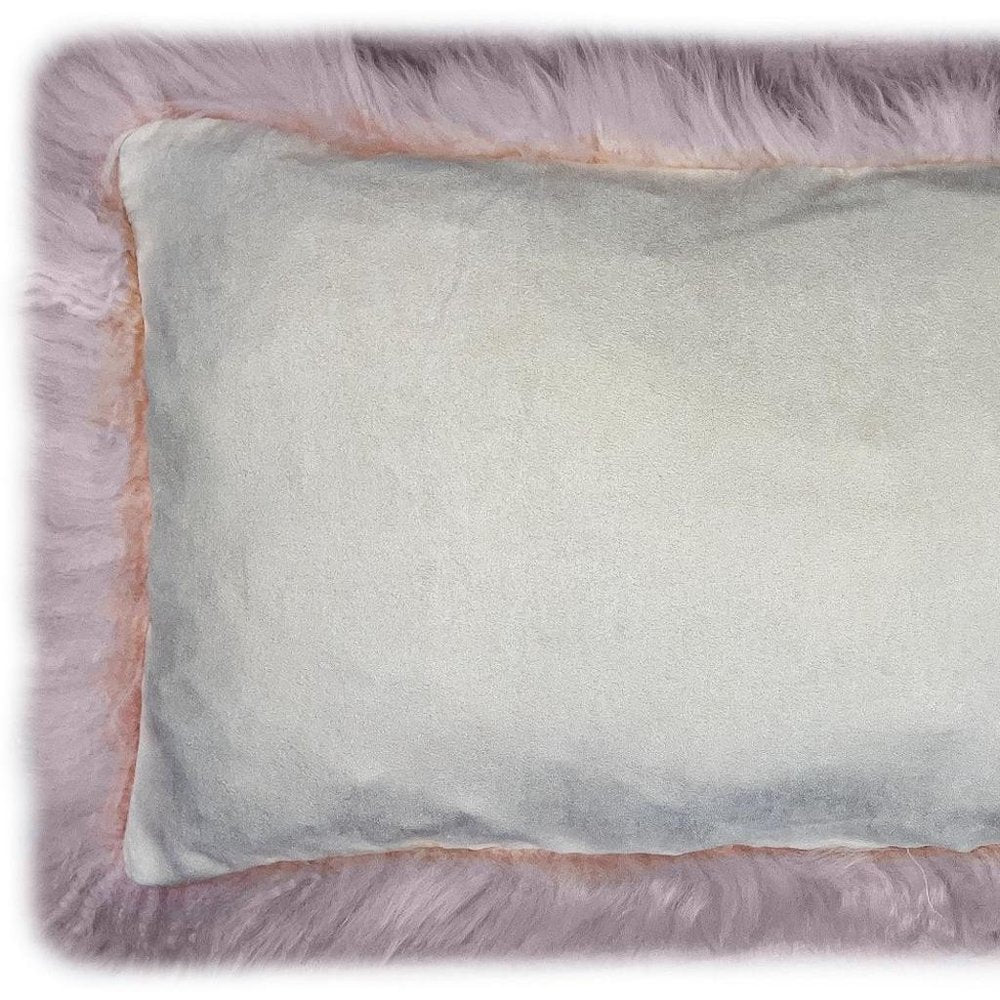 Set Of Two Blush Genuine Sheepskin Lumbar Accent Pillows