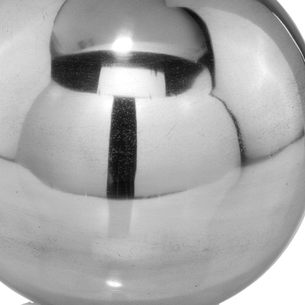 Close-up of 3" Silver Metal Decorative Orb showing the silver metal texture.