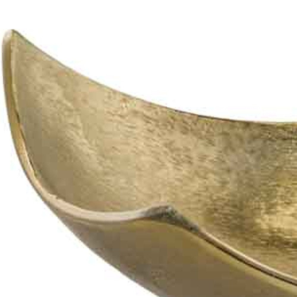 13" Gold Aluminum Modern Scoop Centerpiece Bowl