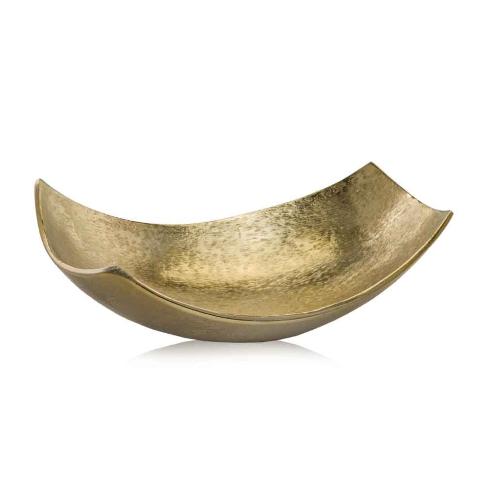 13" Gold Aluminum Modern Scoop Centerpiece Bowl