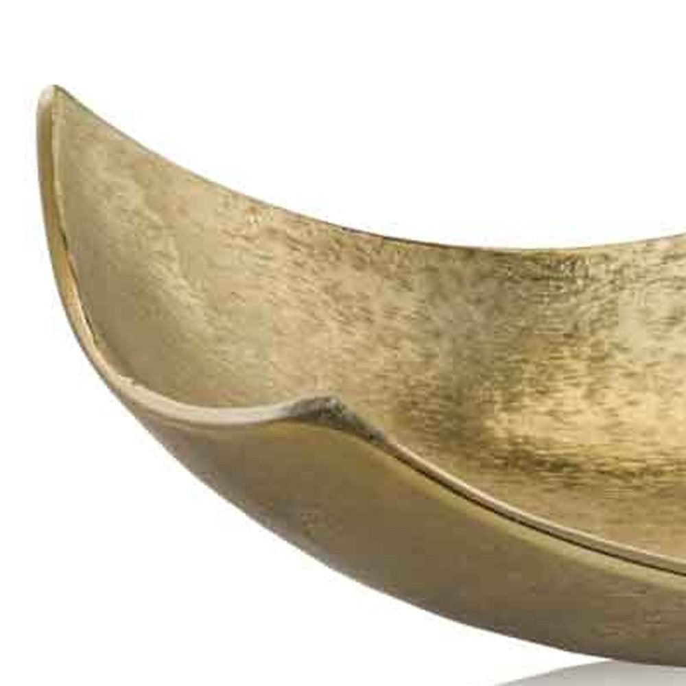 13" Gold Aluminum Modern Scoop Centerpiece Bowl