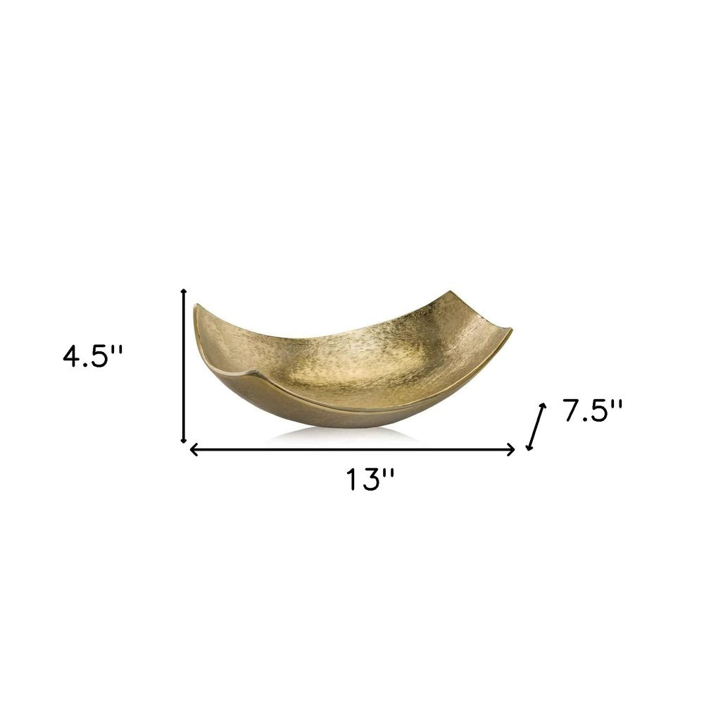 13" Gold Aluminum Modern Scoop Centerpiece Bowl