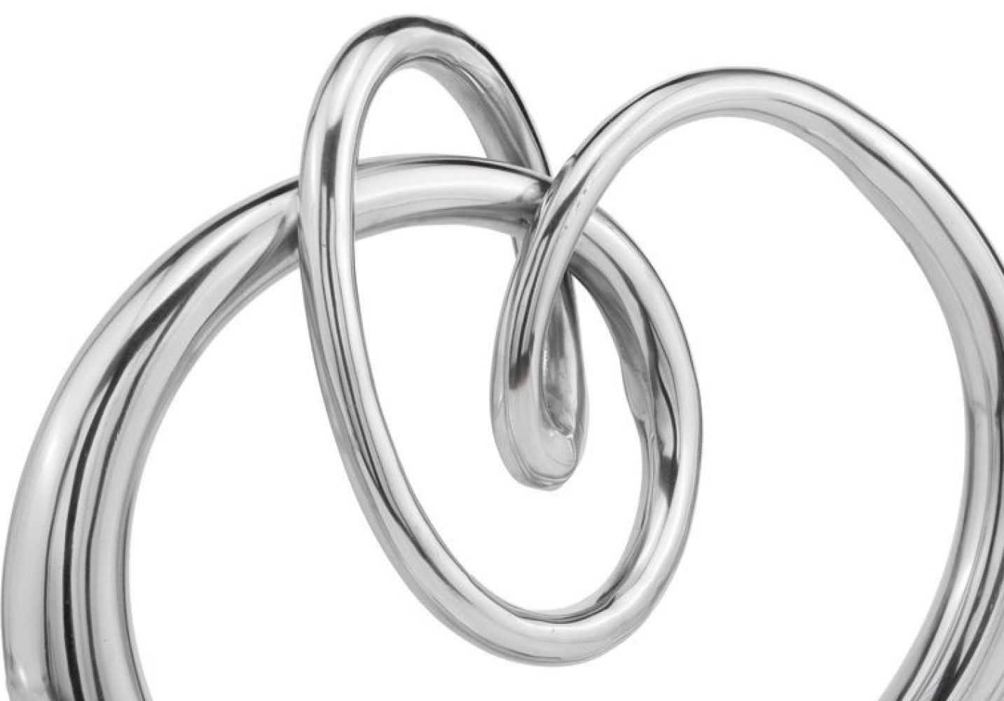 17" Silver Buffed Aluminum Modern Abstract Tabletop Sculpture. Sculpture isolated on a plain white background, in a silver metal finish.