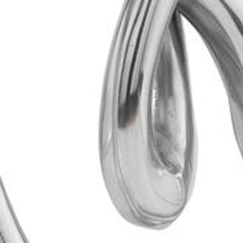17" Silver Buffed Aluminum Modern Abstract Tabletop Sculpture. Sculpture isolated on a plain white background, finished in silver metal.