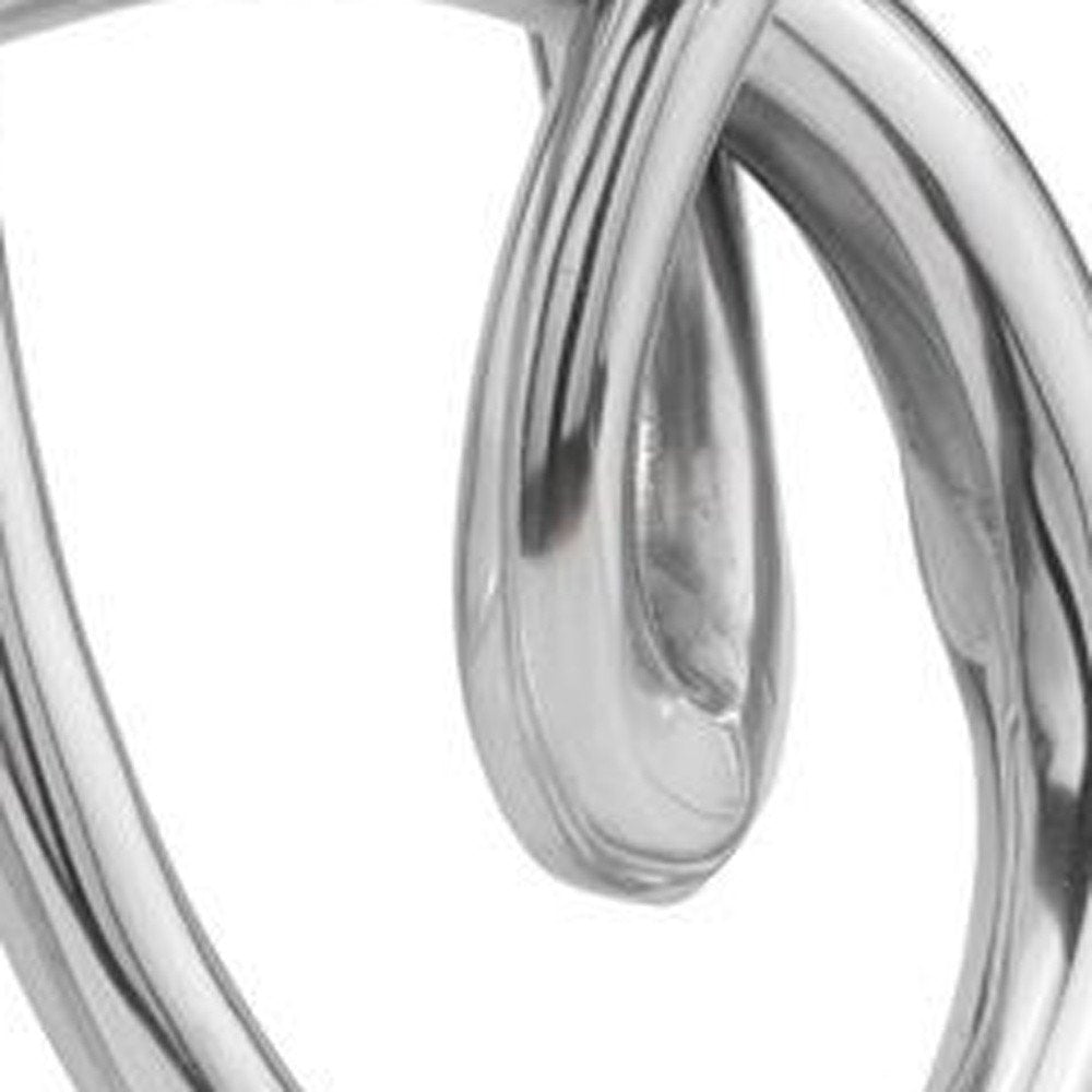 17" Silver Buffed Aluminum Modern Abstract Tabletop Sculpture. Sculpture isolated on a plain white background, showing a silver metal surface.