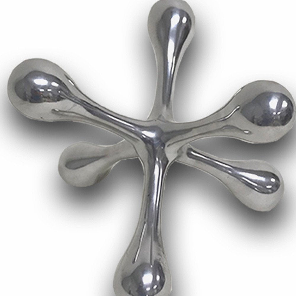 5" Silver Finish Decorative Jack. Sculpture isolated on a plain white background, showing a silver metal surface.