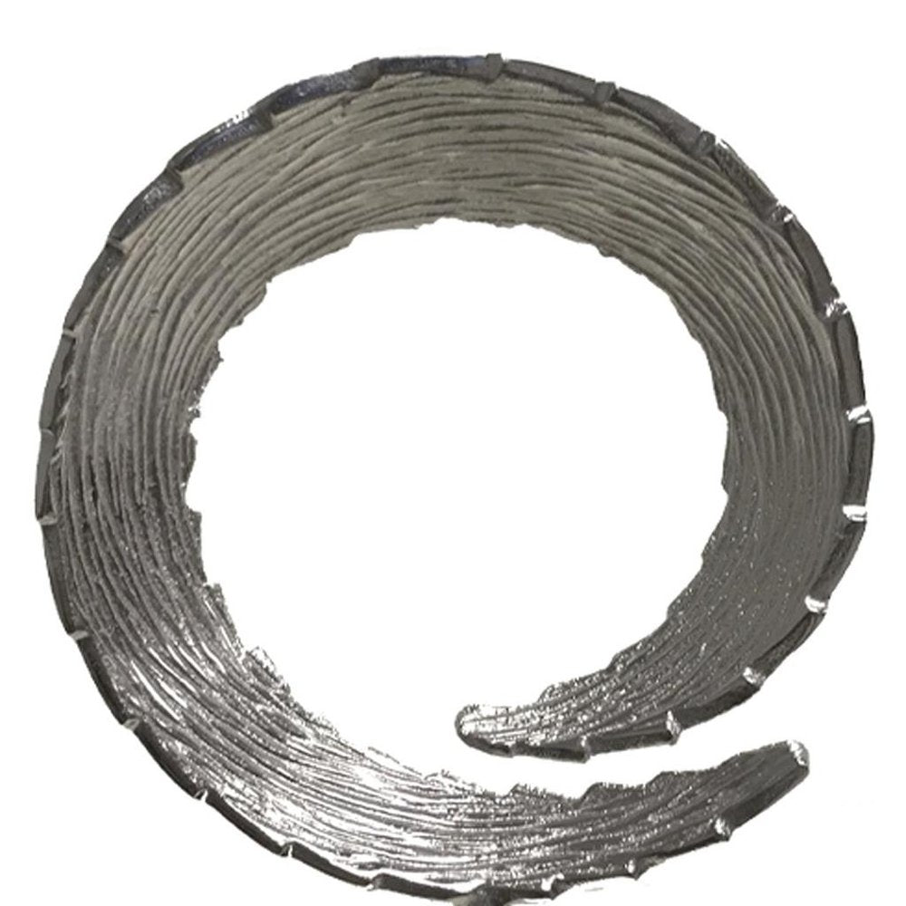 17" Black and Silver Marble and Aluminum Tabletop Sculpture. Sculpture isolated on a plain white background, in a silver metal finish.