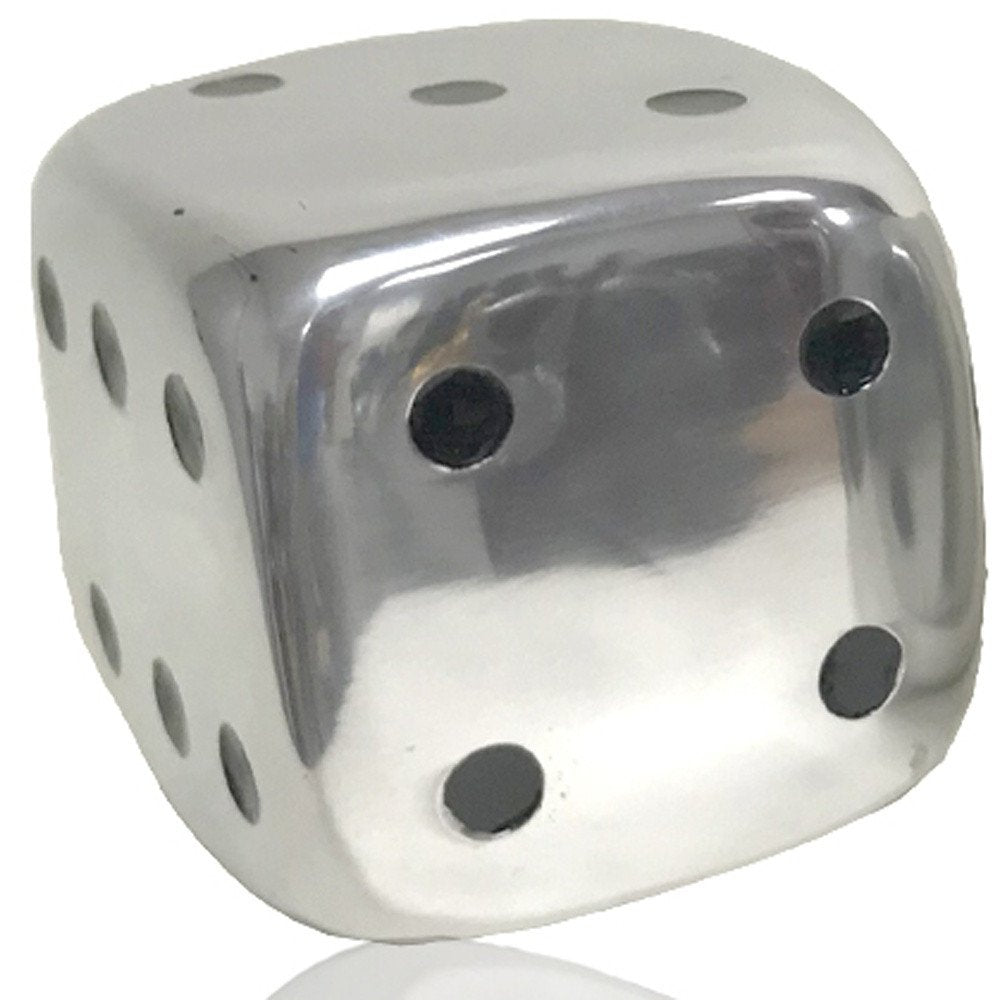 6" Silver Buffed Aluminum Tabletop Sculpture. Sculpture isolated on a plain white background, in a silver metal finish.