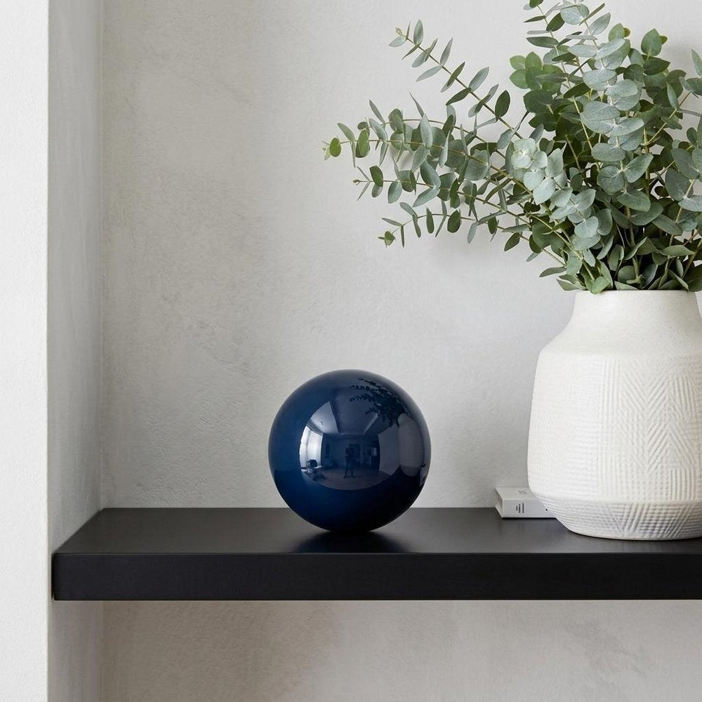 3" Blue Aluminum Decorative Orb Tabletop Sculpture